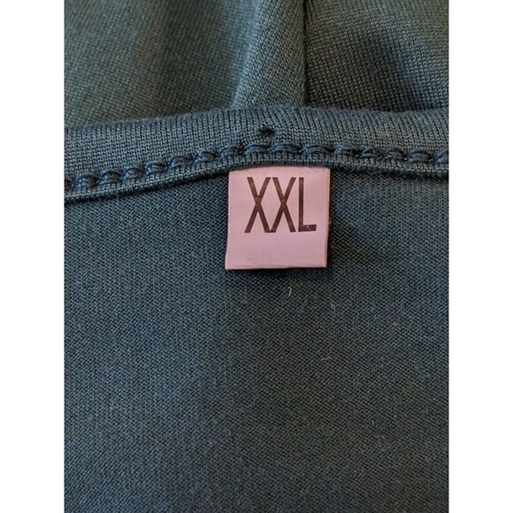 Womens Blouse Top XXL Green Drape Sequins Front Cuff Stretch Knit Long Sleeve - Picture 7 of 7